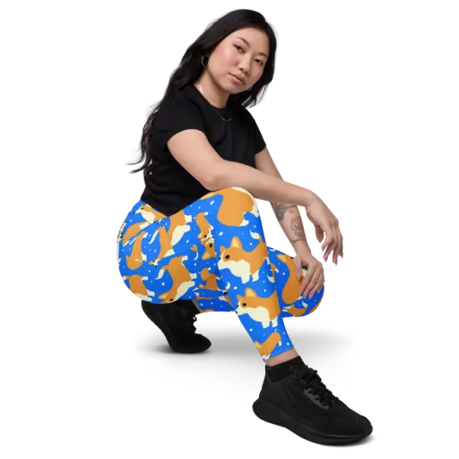 Corgi Snowglobe on a Leggings with Pockets