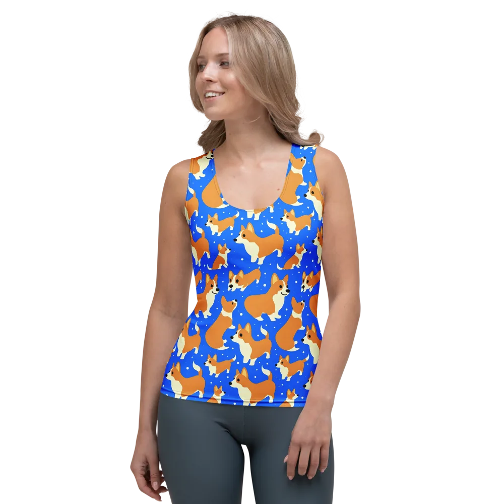 Corgi Snowglobe on Women's Tank Top — Front