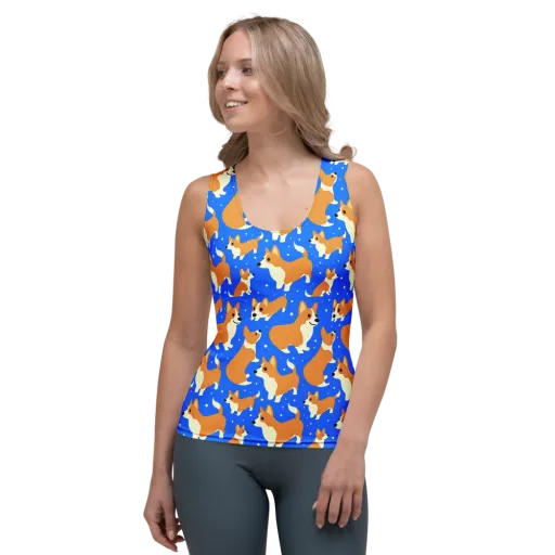 Corgi Snowglobe on a Women's Tank Top