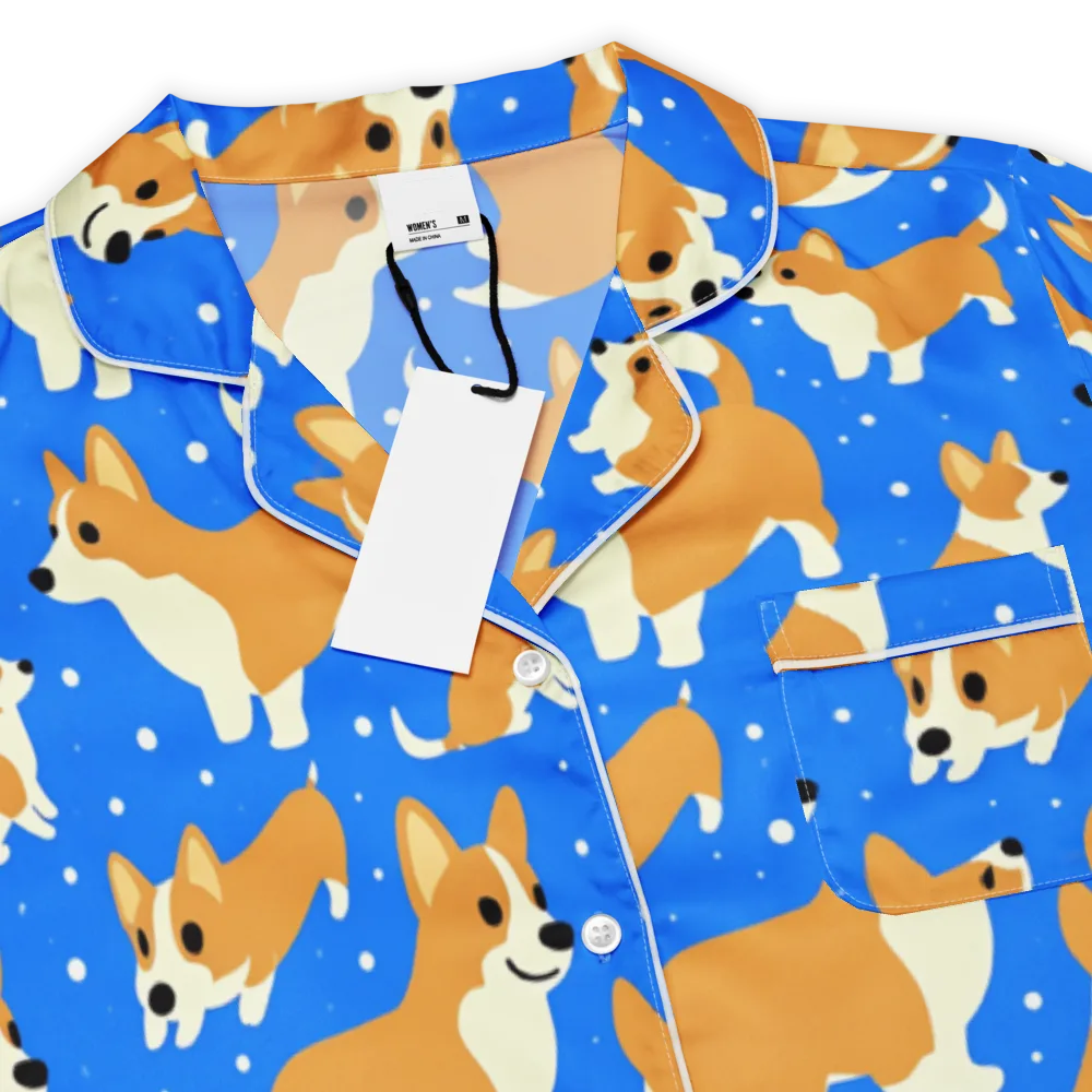 Corgi Snowglobe on Women's Short Sleeve Pajama Top — Product details