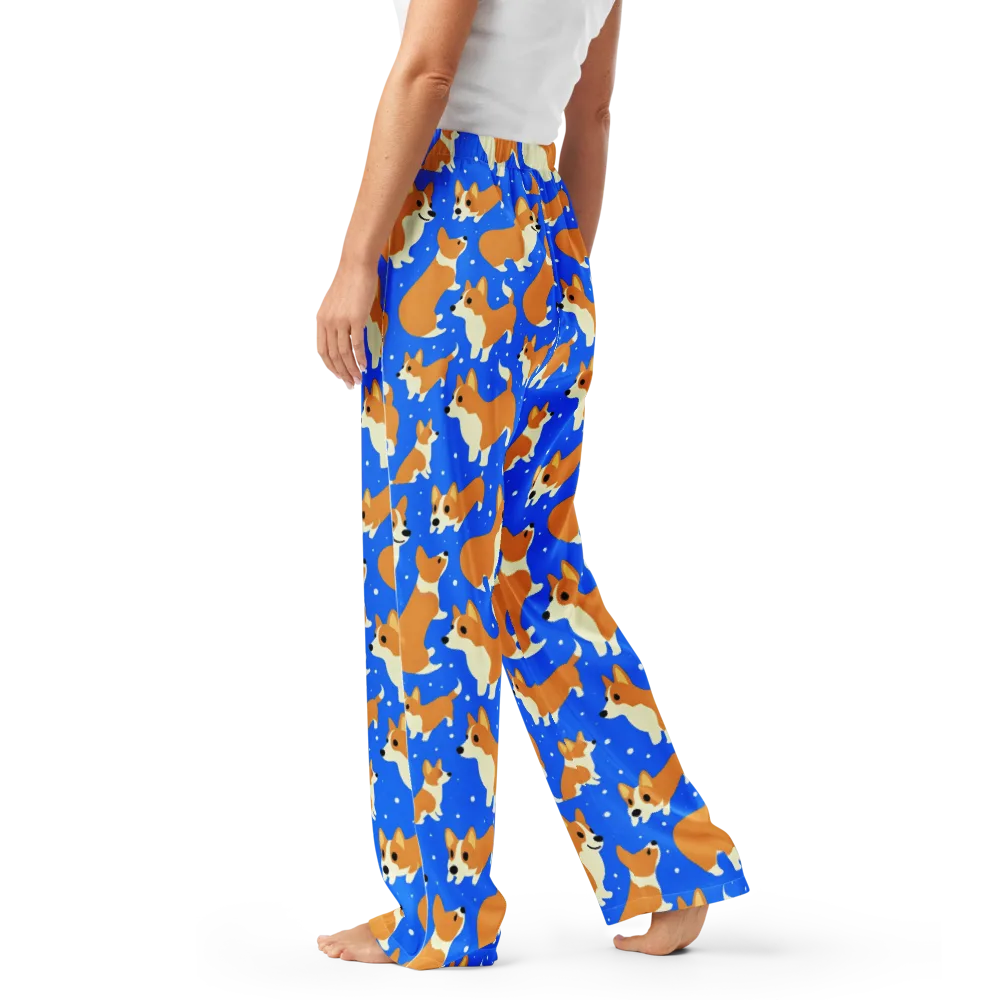 Corgi Snowglobe on Women's Pajama Pants — Left