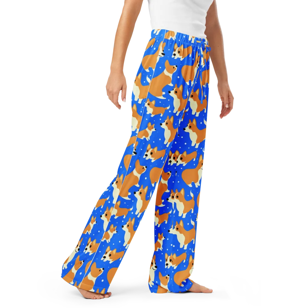 Corgi Snowglobe on Women's Pajama Pants — Right Front