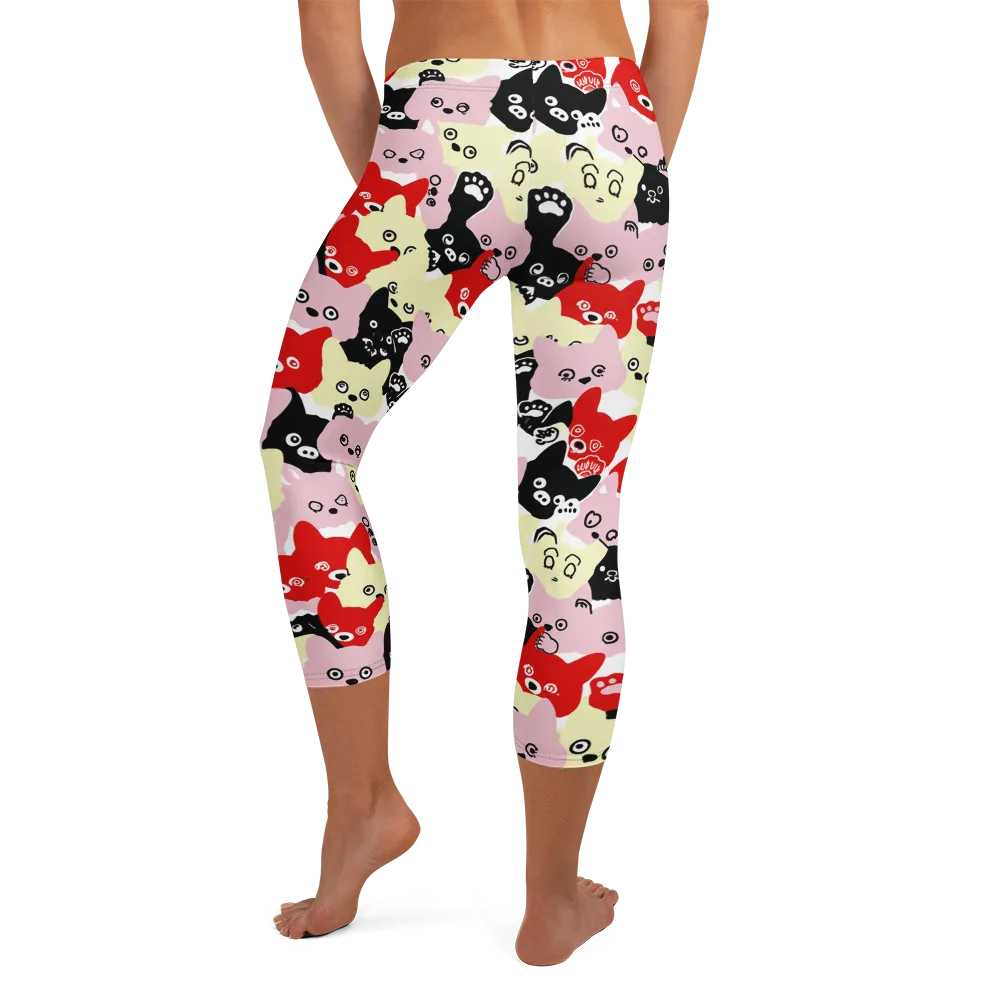 Neon Kitten Club on Capri Leggings — Back