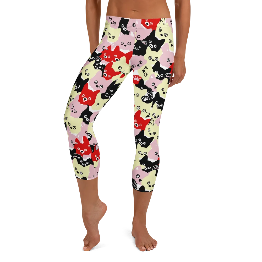Neon Kitten Club on Capri Leggings — Front