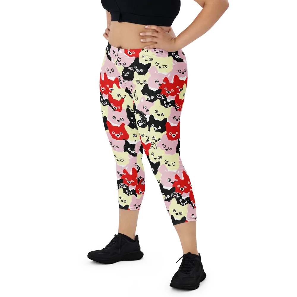 Neon Kitten Club on Capri Leggings — Front