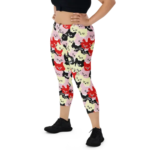 Neon Kitten Club on a Capri Leggings