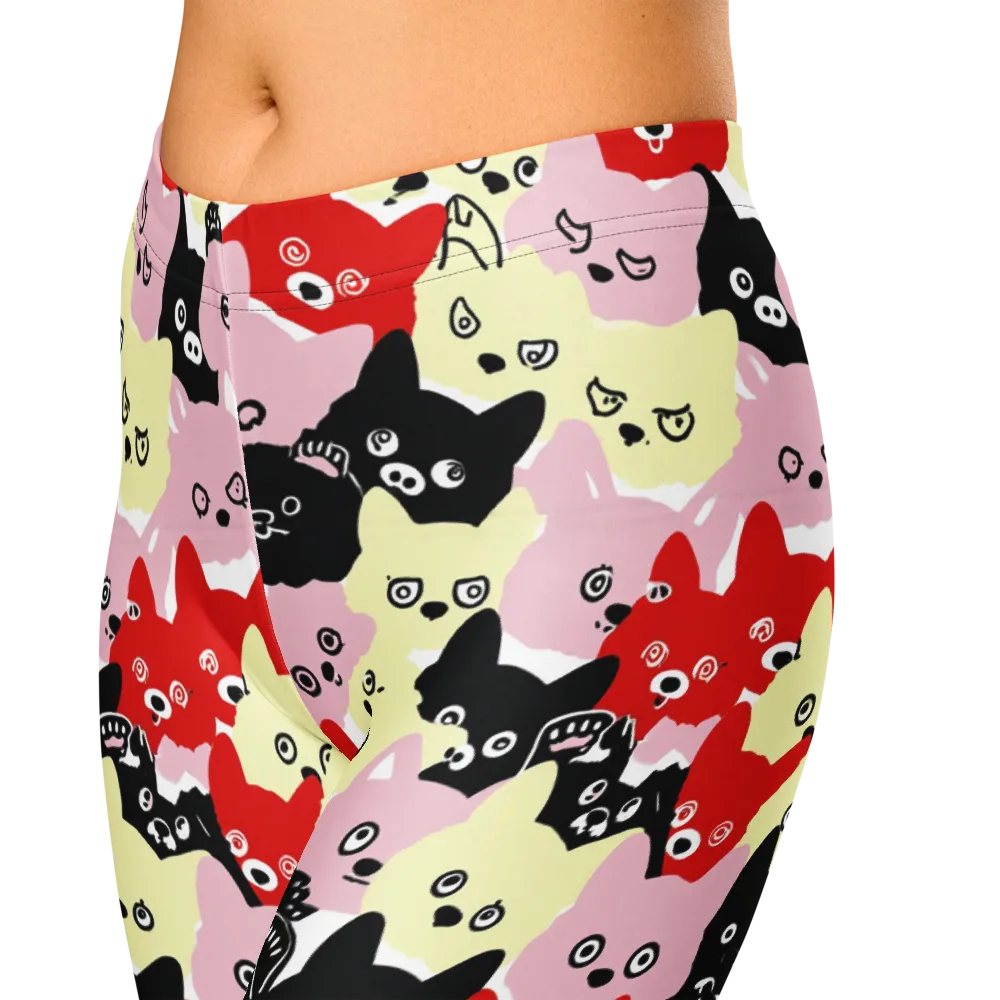 Neon Kitten Club on Capri Leggings — Zoomed-in