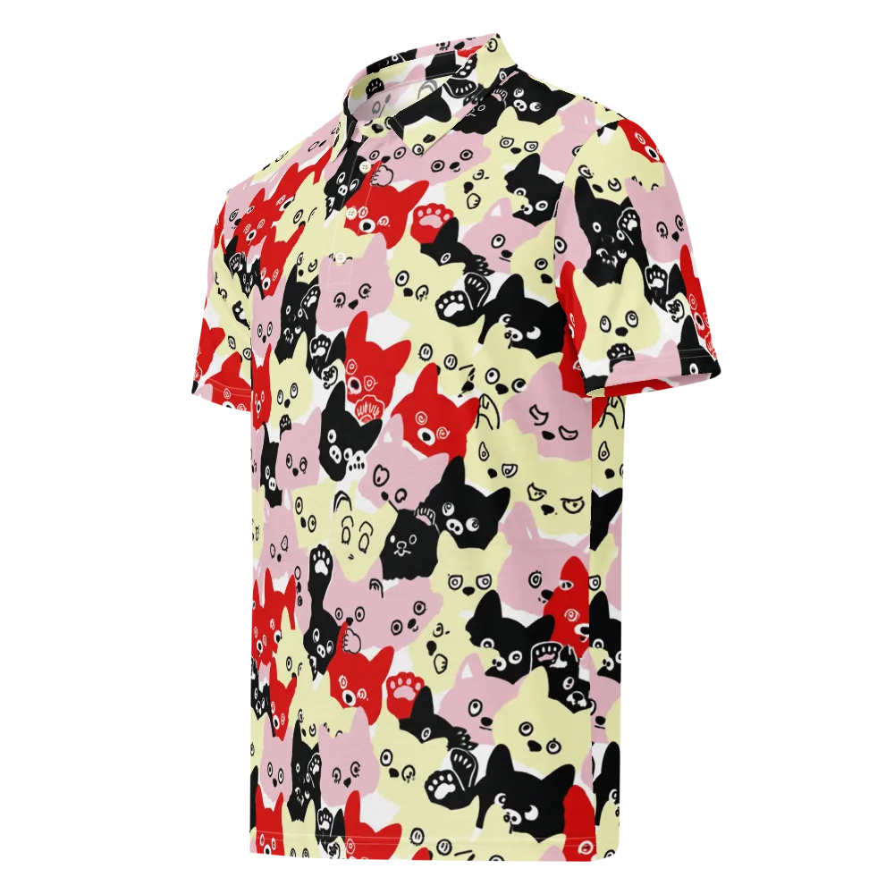 Neon Kitten Club on Men's Slim Fit Polo Shirt — Left Front