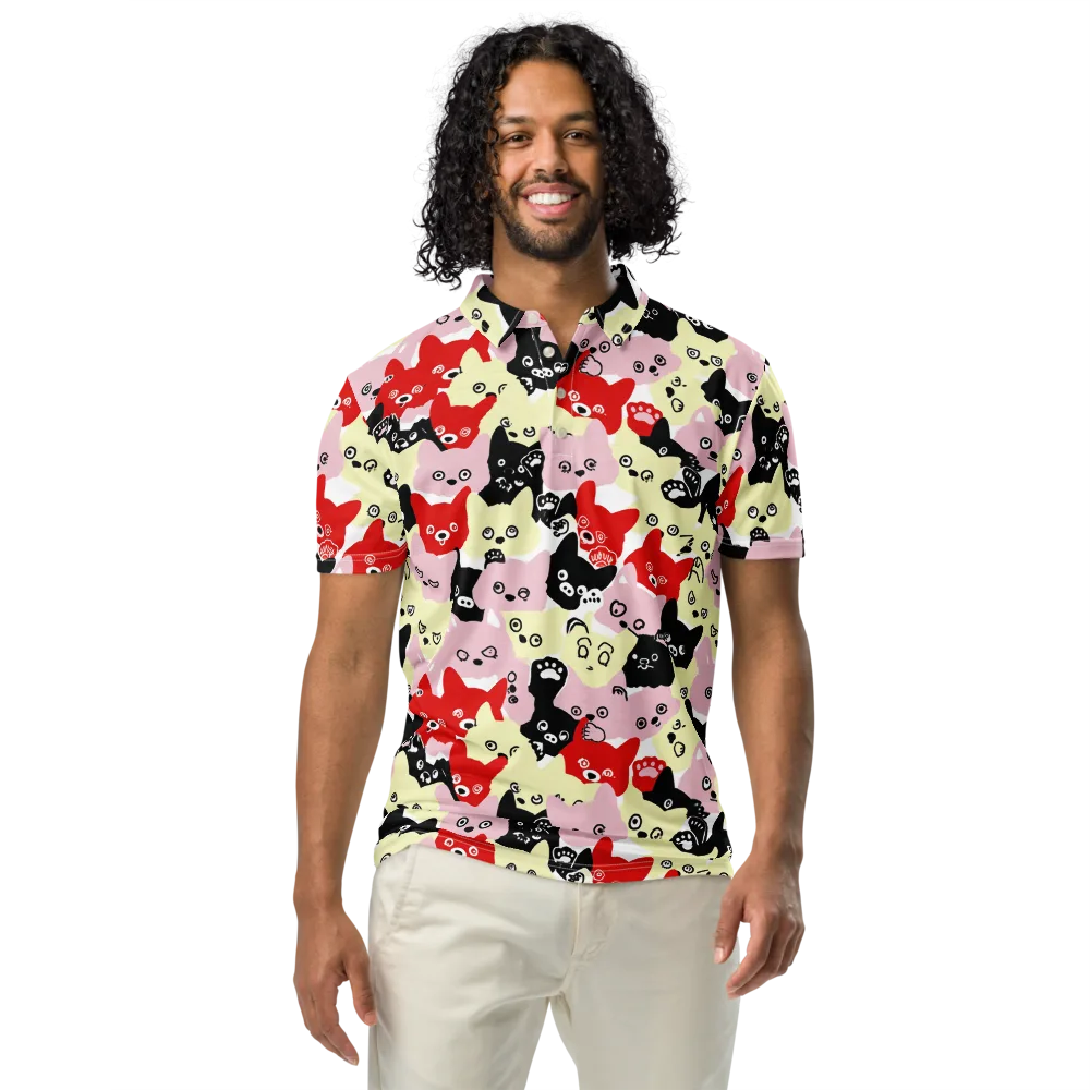 Neon Kitten Club on Men's Slim Fit Polo Shirt — Front