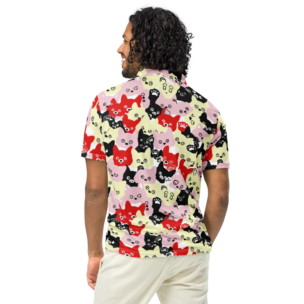 Neon Kitten Club on Men's Slim Fit Polo Shirt — Back