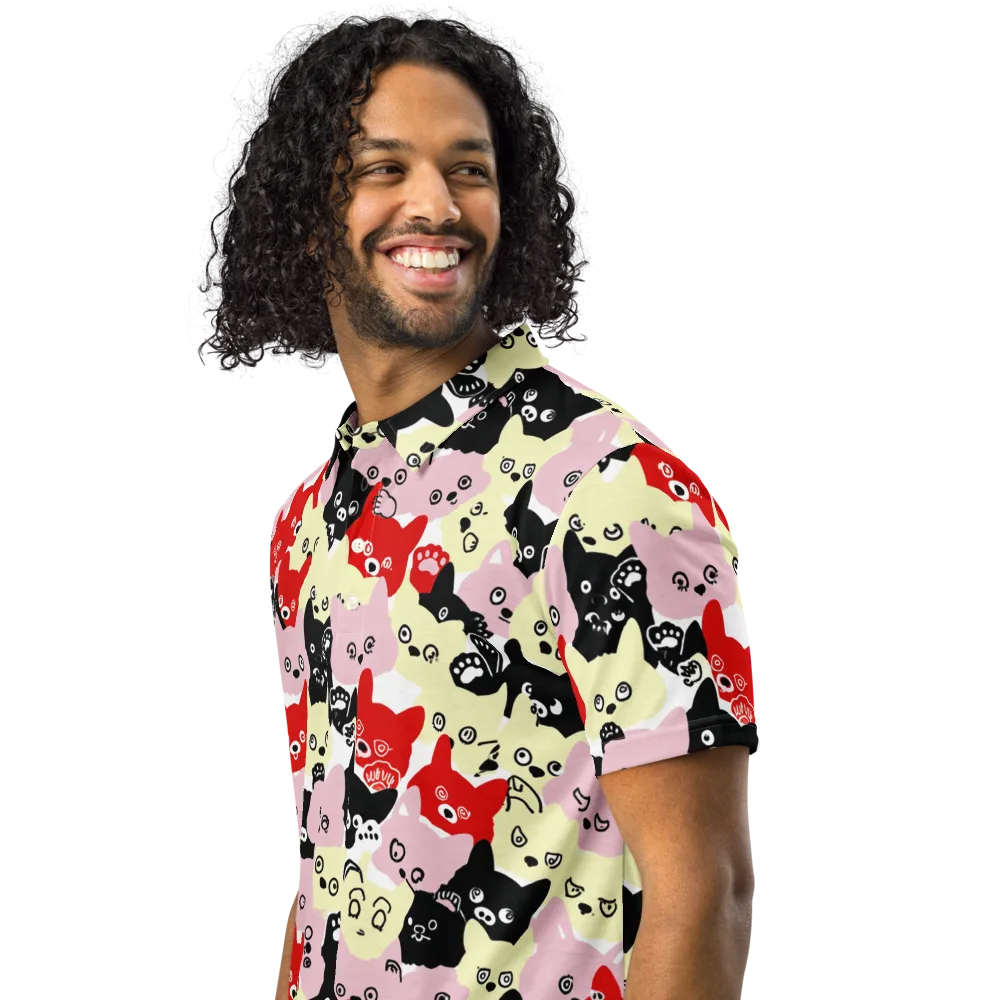 Neon Kitten Club on Men's Slim Fit Polo Shirt — Left Front