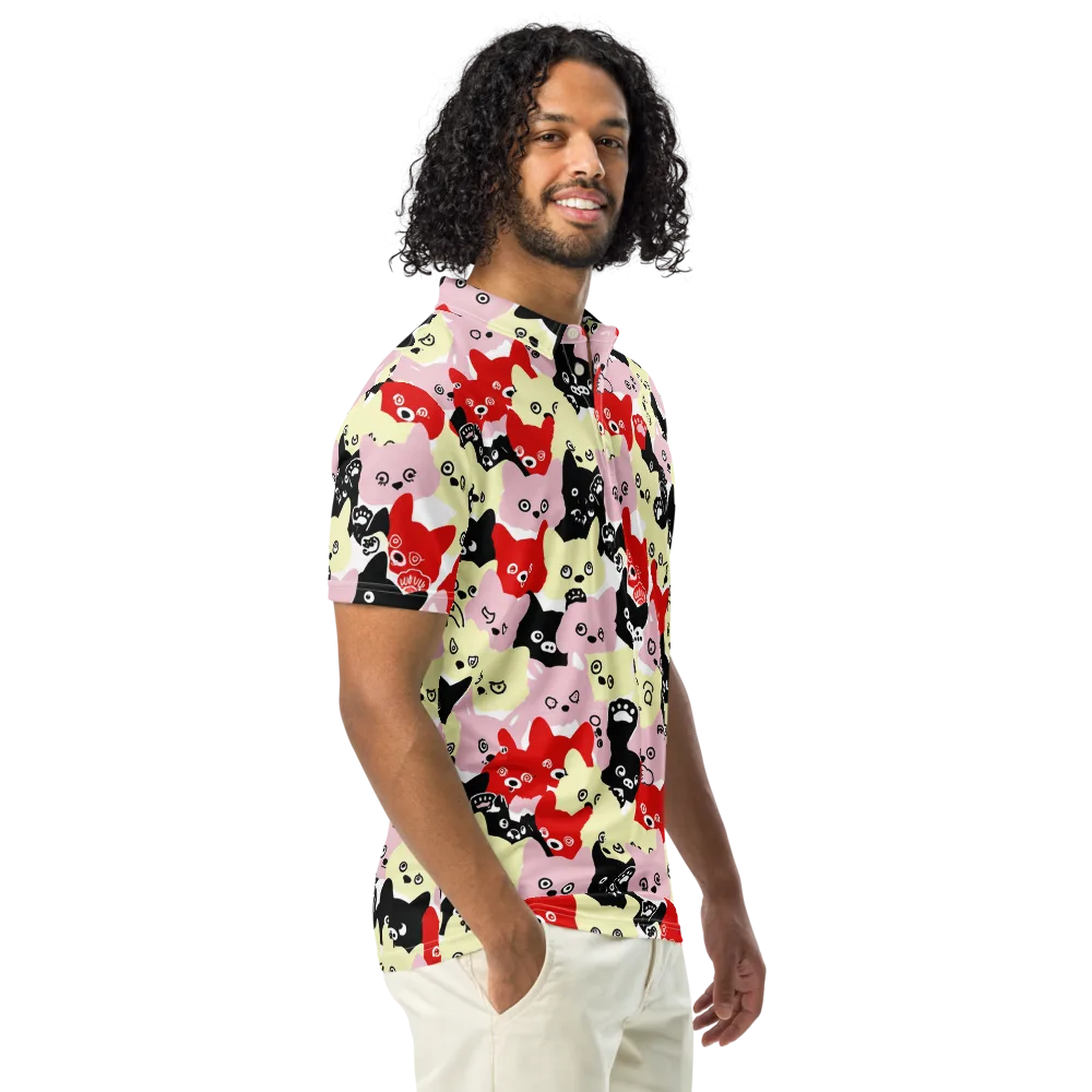 Neon Kitten Club on Men's Slim Fit Polo Shirt — Right Front