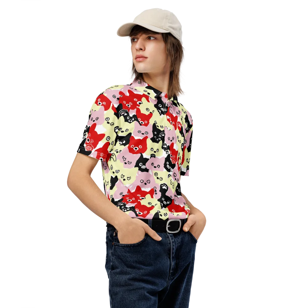 Neon Kitten Club on Men's Slim Fit Polo Shirt — Right Front