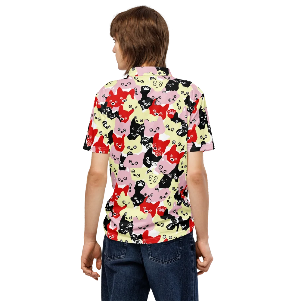 Neon Kitten Club on Men's Slim Fit Polo Shirt — Back