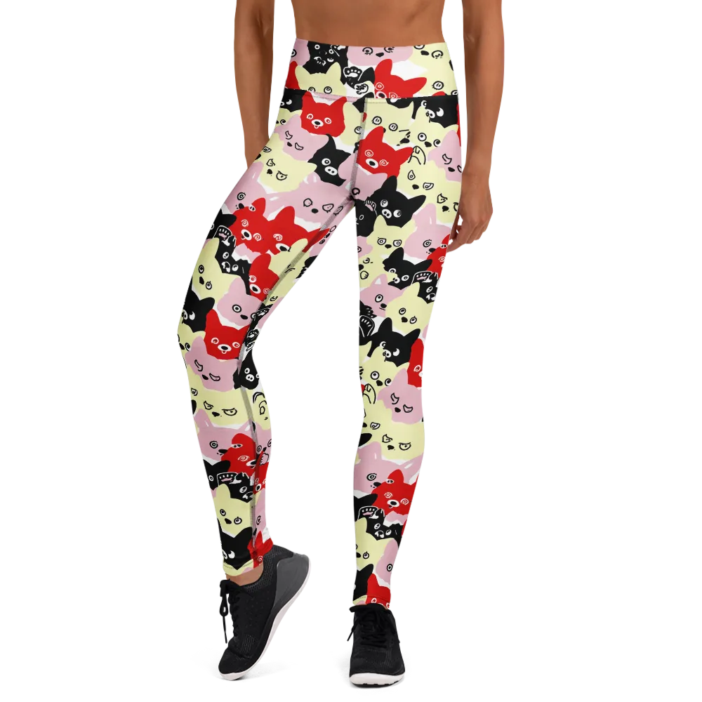 Neon Kitten Club on Yoga Leggings — Front