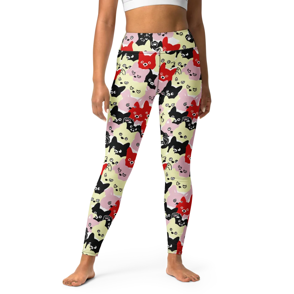 Neon Kitten Club on Yoga Leggings — Front