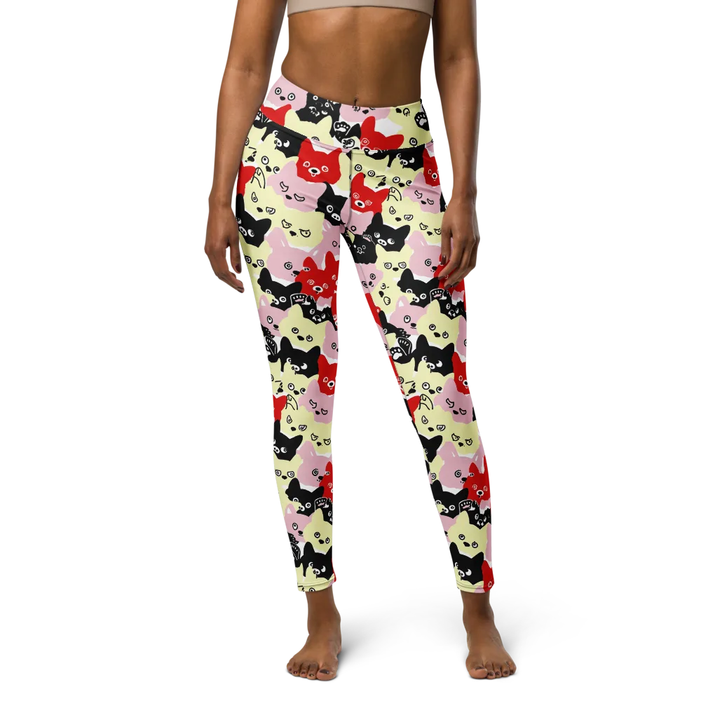 Neon Kitten Club on Yoga Leggings — Front