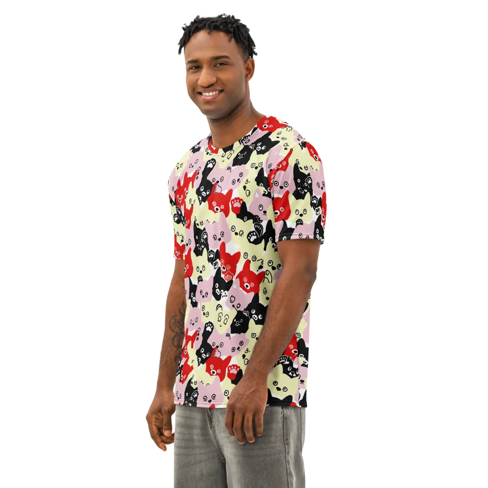 Neon Kitten Club on Men's Cotton Crew Neck T-Shirt — Left Front