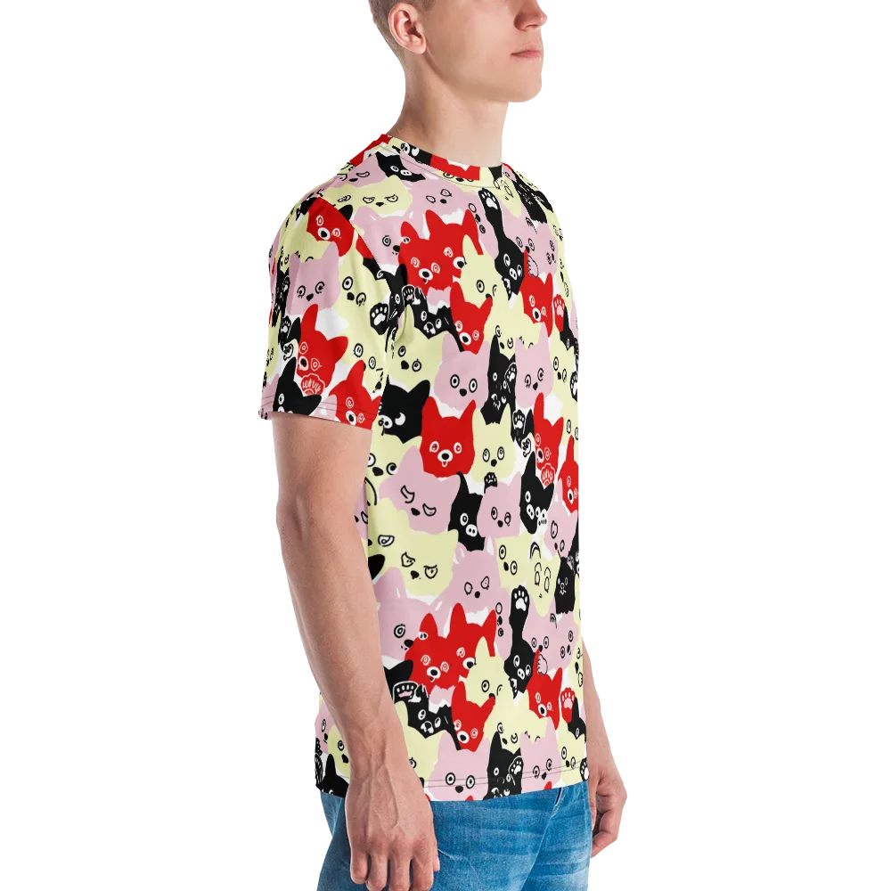 Neon Kitten Club on Men's Crew Neck T-Shirt — Right