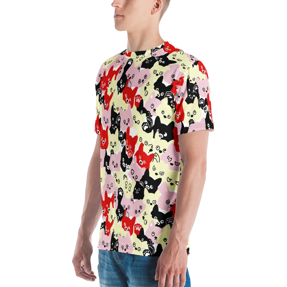 Neon Kitten Club on Men's Crew Neck T-Shirt — Left