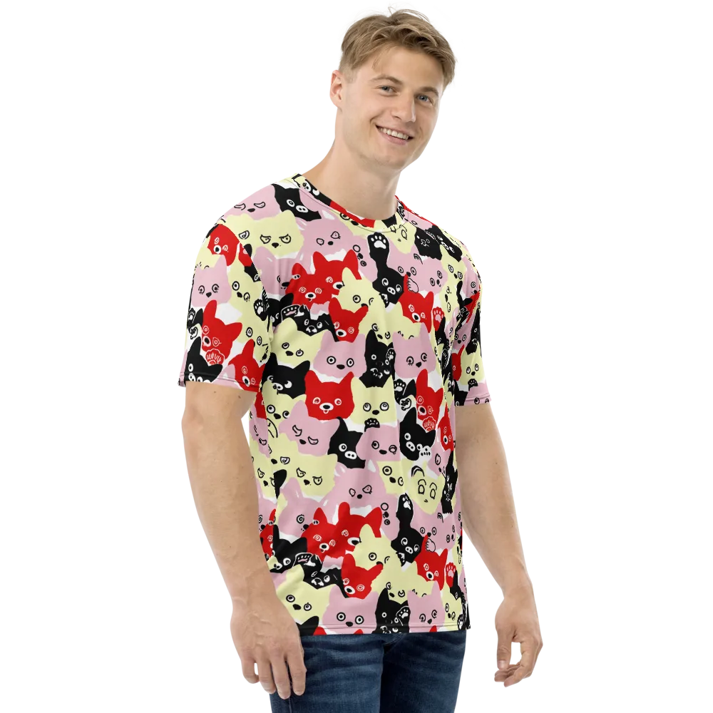 Neon Kitten Club on Men's Crew Neck T-Shirt — Right