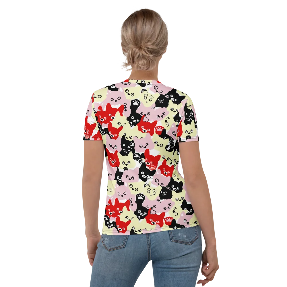 Neon Kitten Club on Women's Crew Neck T-Shirt — Back