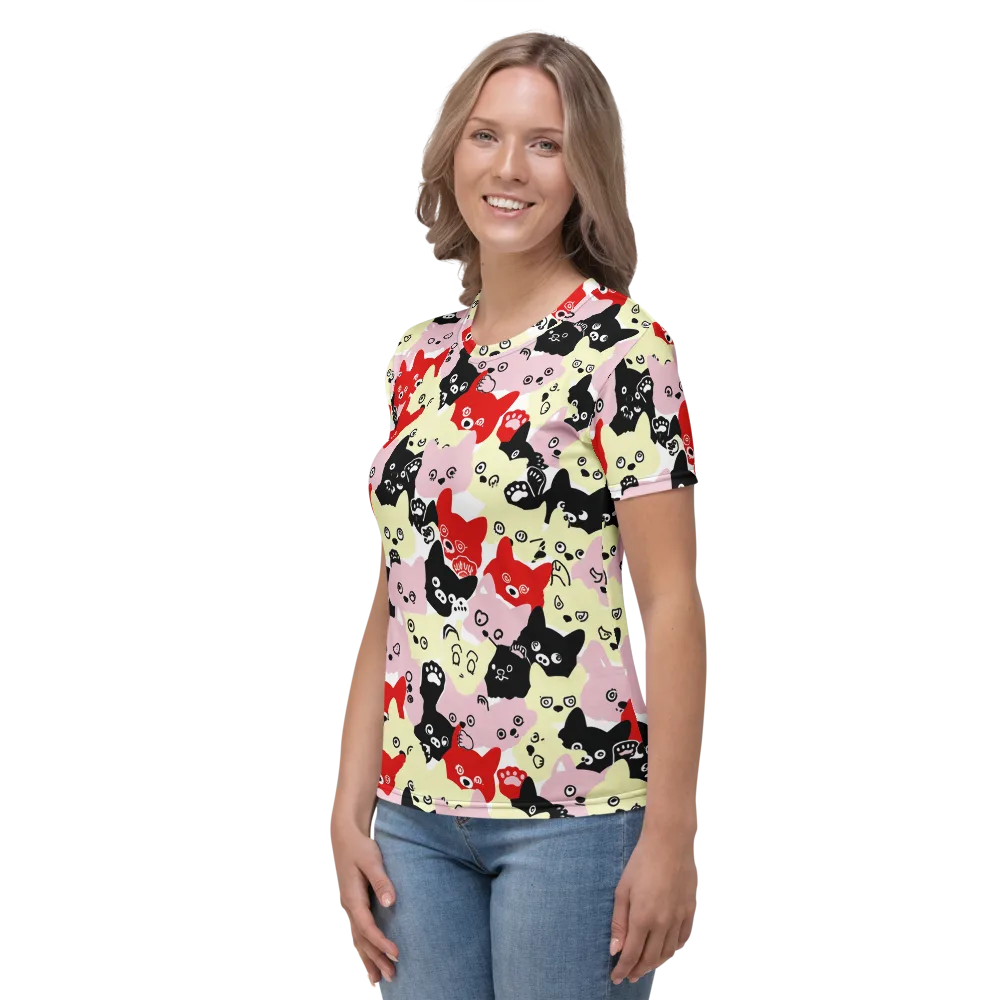 Neon Kitten Club on Women's Crew Neck T-Shirt — Left