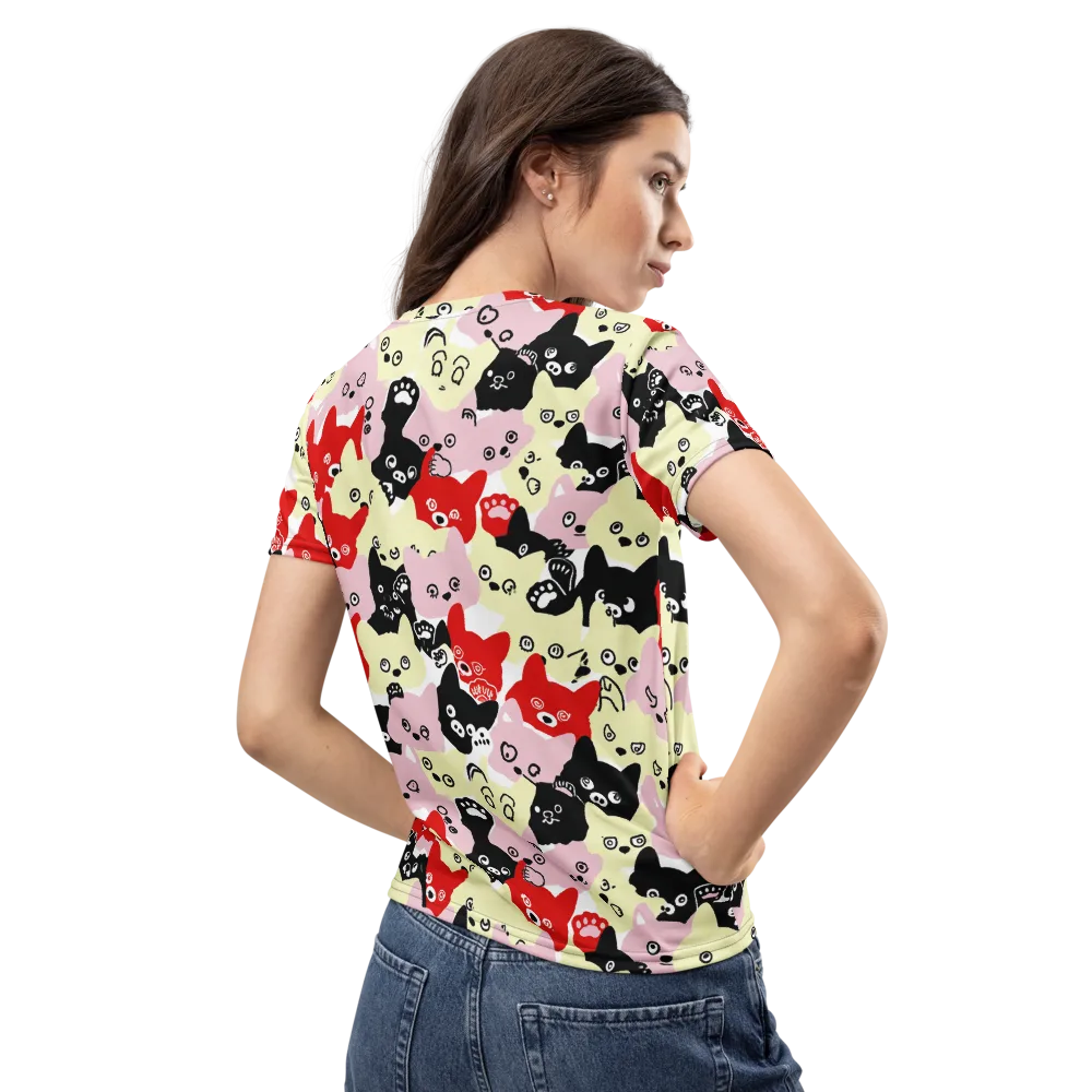 Neon Kitten Club on Women's Crew Neck T-Shirt — Back