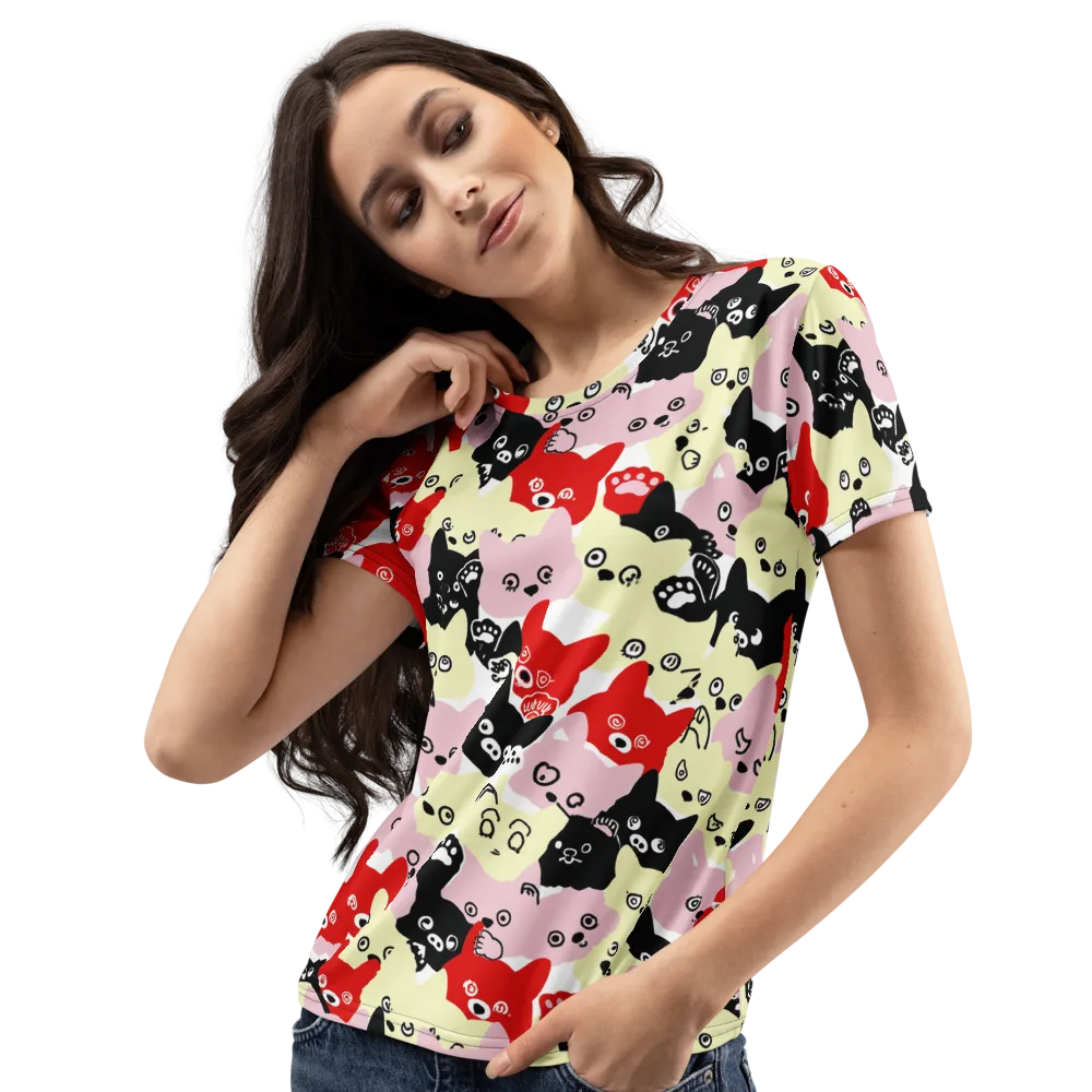 Neon Kitten Club on Women's Crew Neck T-Shirt — Left Front