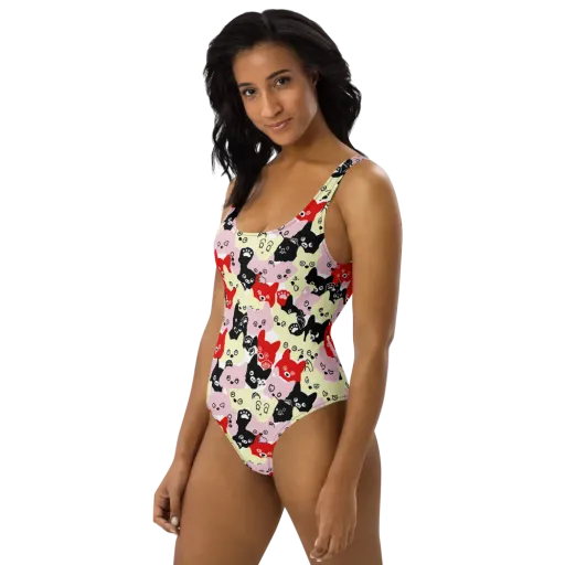 Neon Kitten Club on a One-Piece Swimsuit