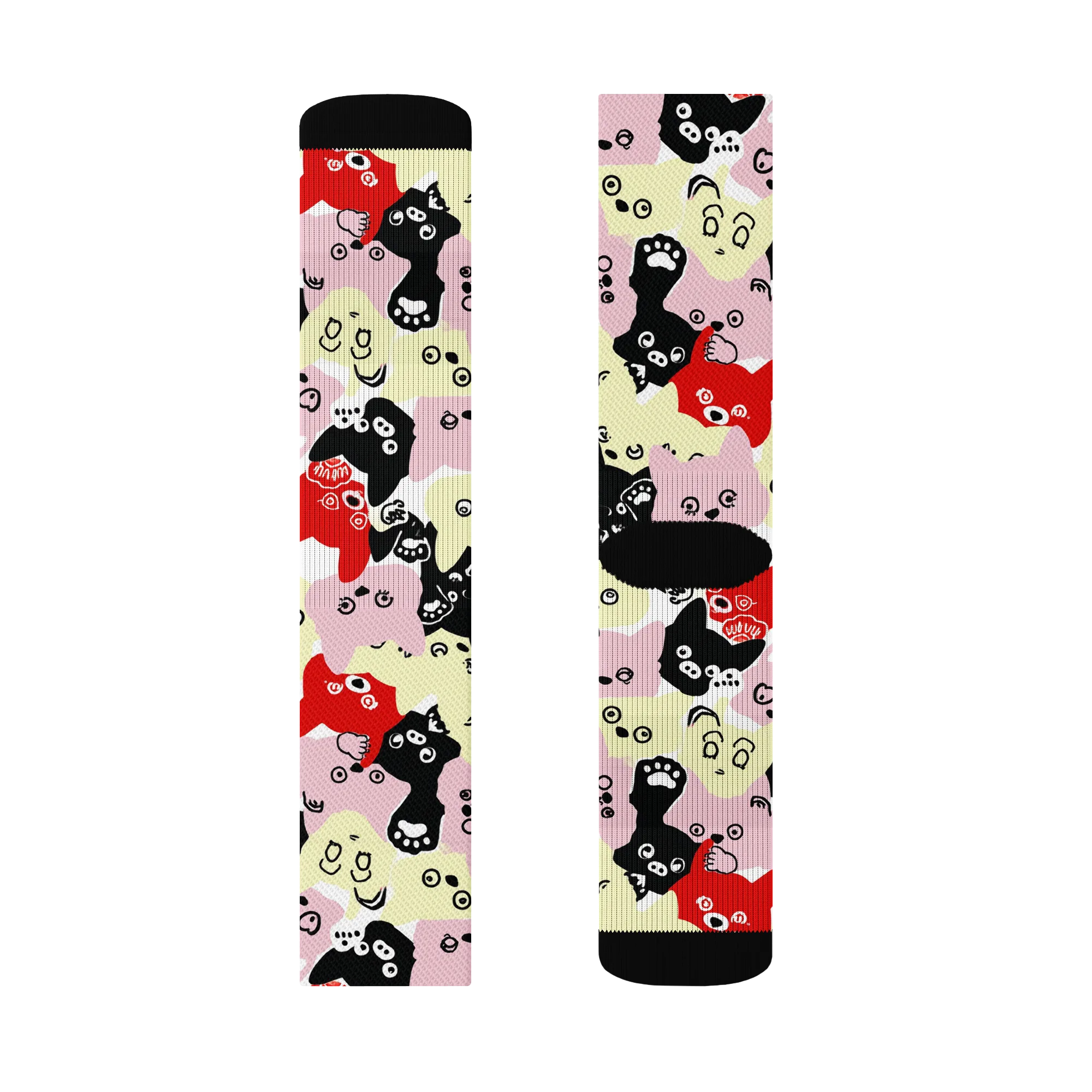 Neon Kitten Club on Socks — Left Sock