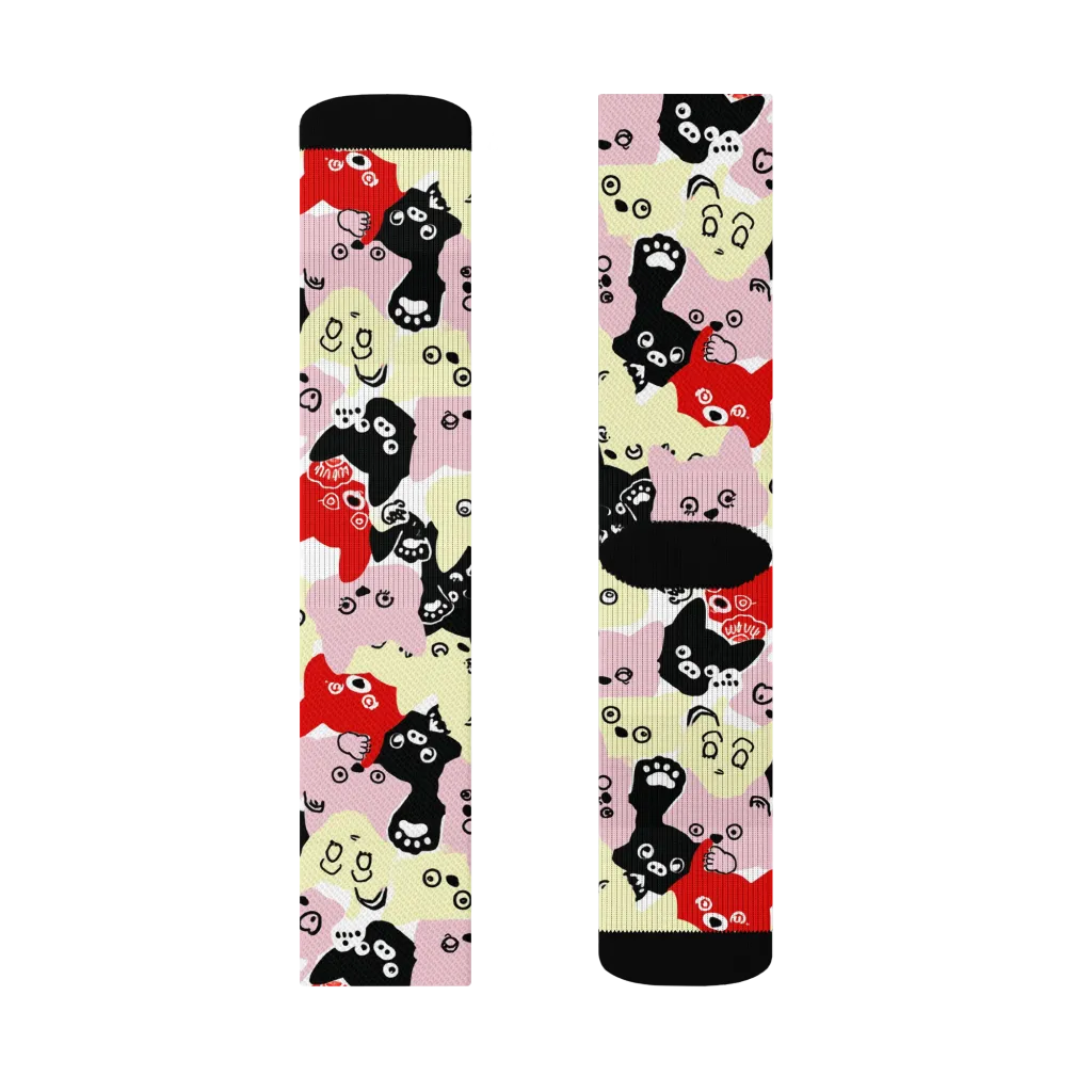 Neon Kitten Club on Socks — Right Sock