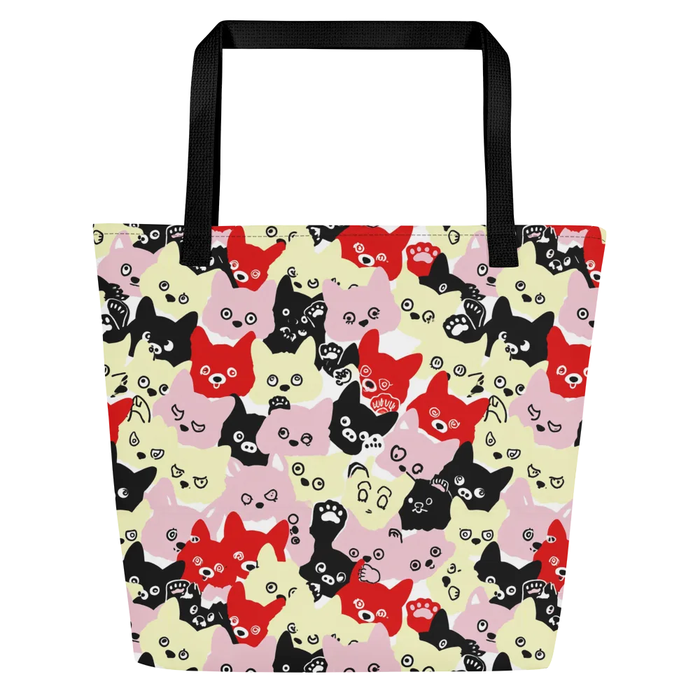 Neon Kitten Club on Large Tote Bag W/ Pocket — Front