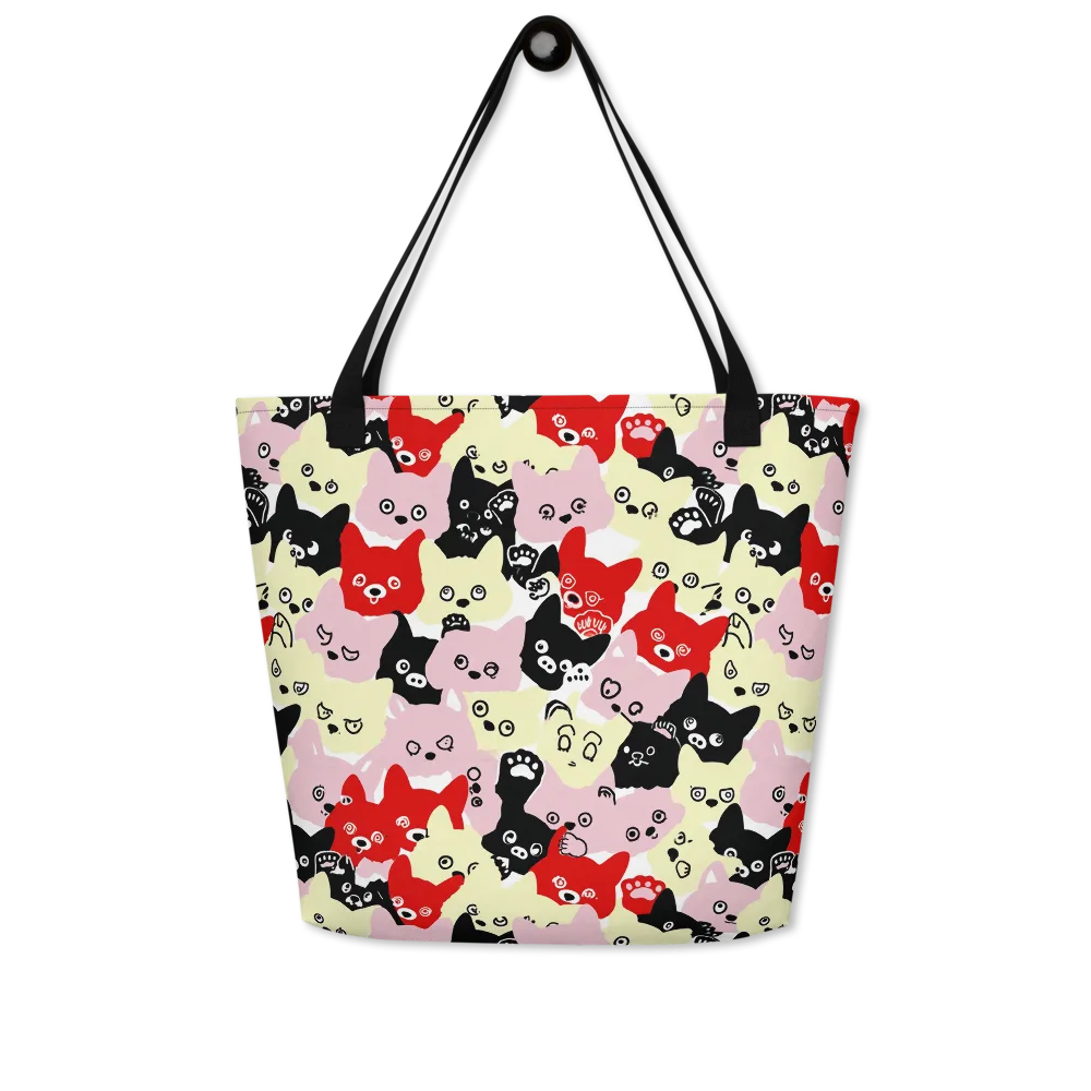 Neon Kitten Club on Large Tote Bag W/ Pocket — Front