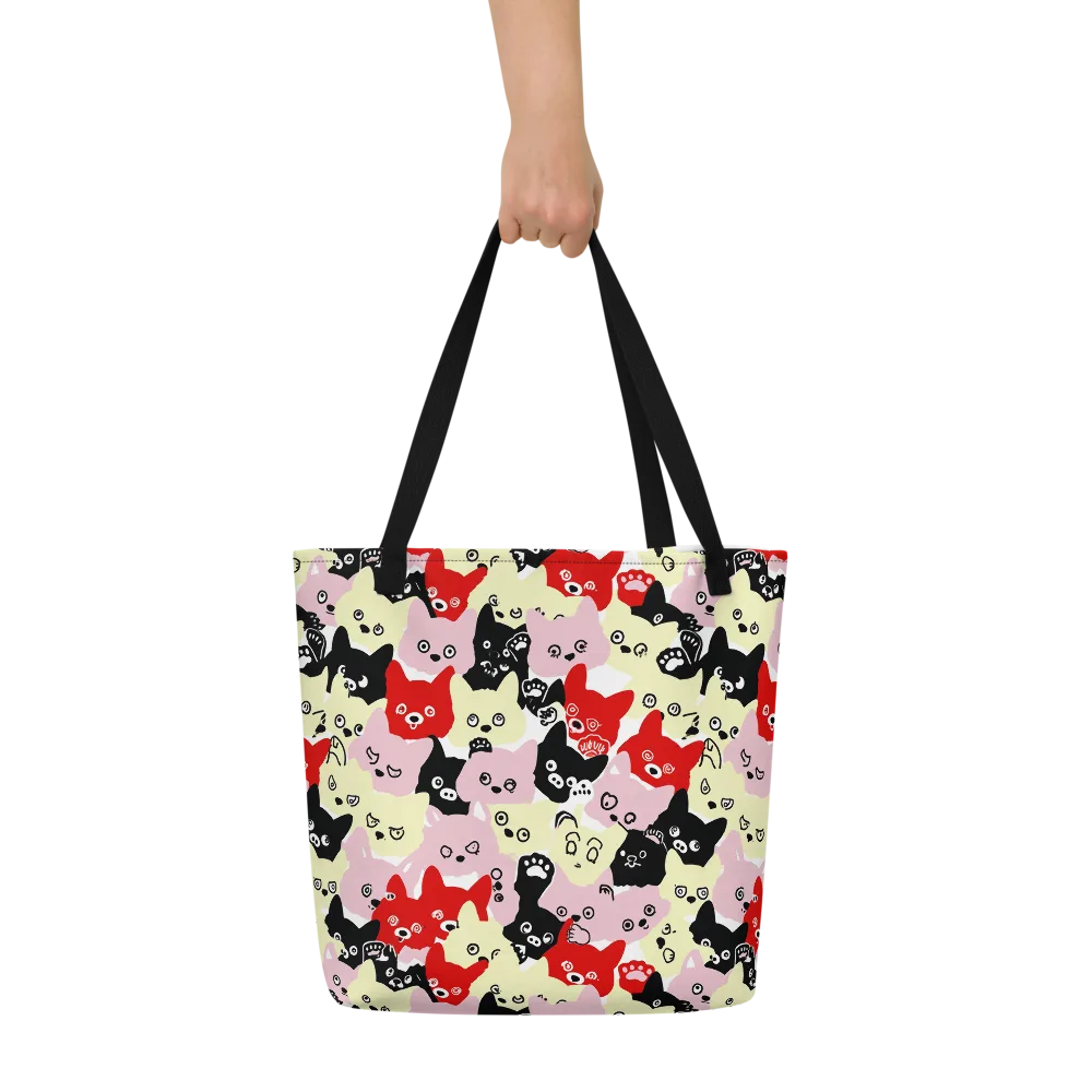 Neon Kitten Club on Large Tote Bag W/ Pocket — Front