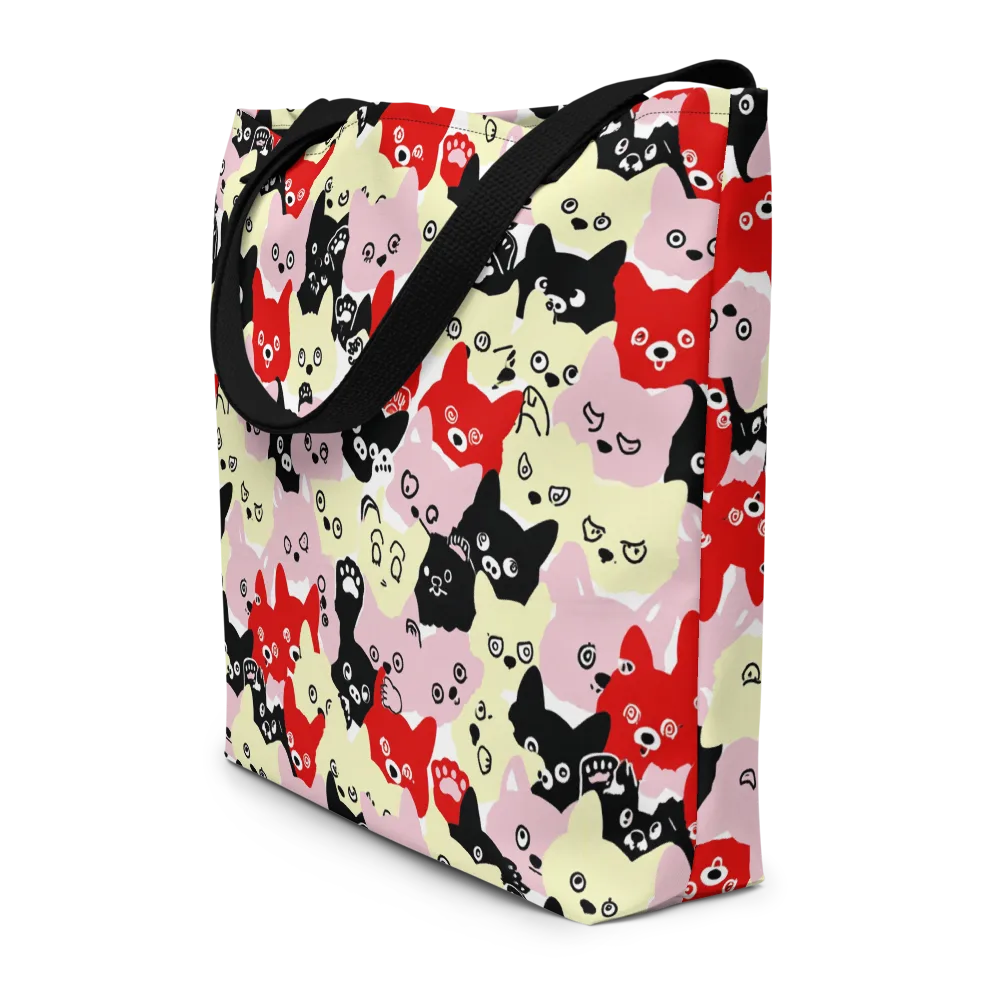 Neon Kitten Club on Large Tote Bag W/ Pocket — Front