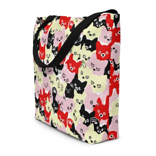 Neon Kitten Club on a Large Tote Bag W/ Pocket