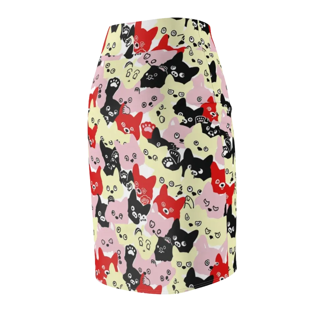 Neon Kitten Club on Pencil Skirt — Back Side