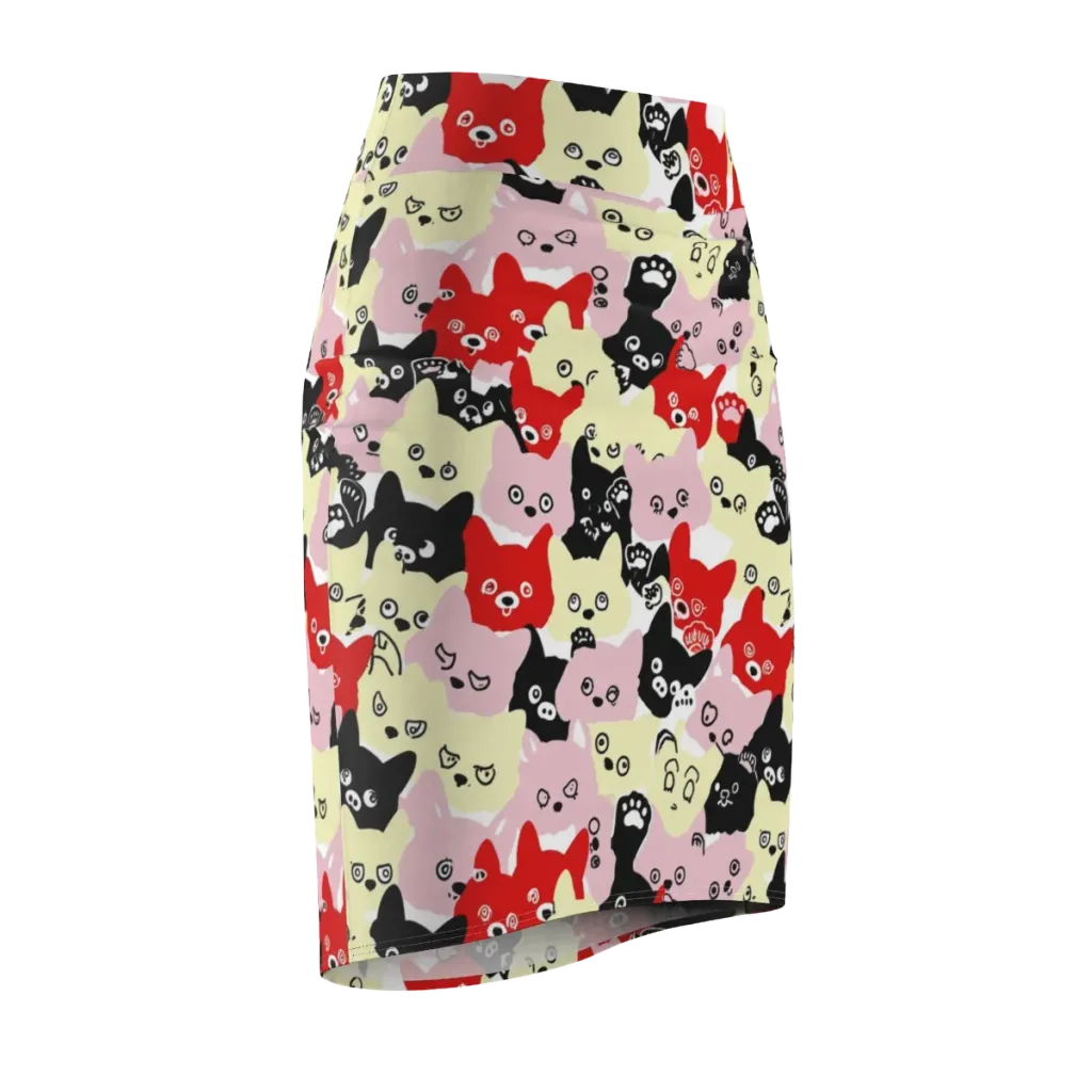 Neon Kitten Club on Pencil Skirt — Front Side
