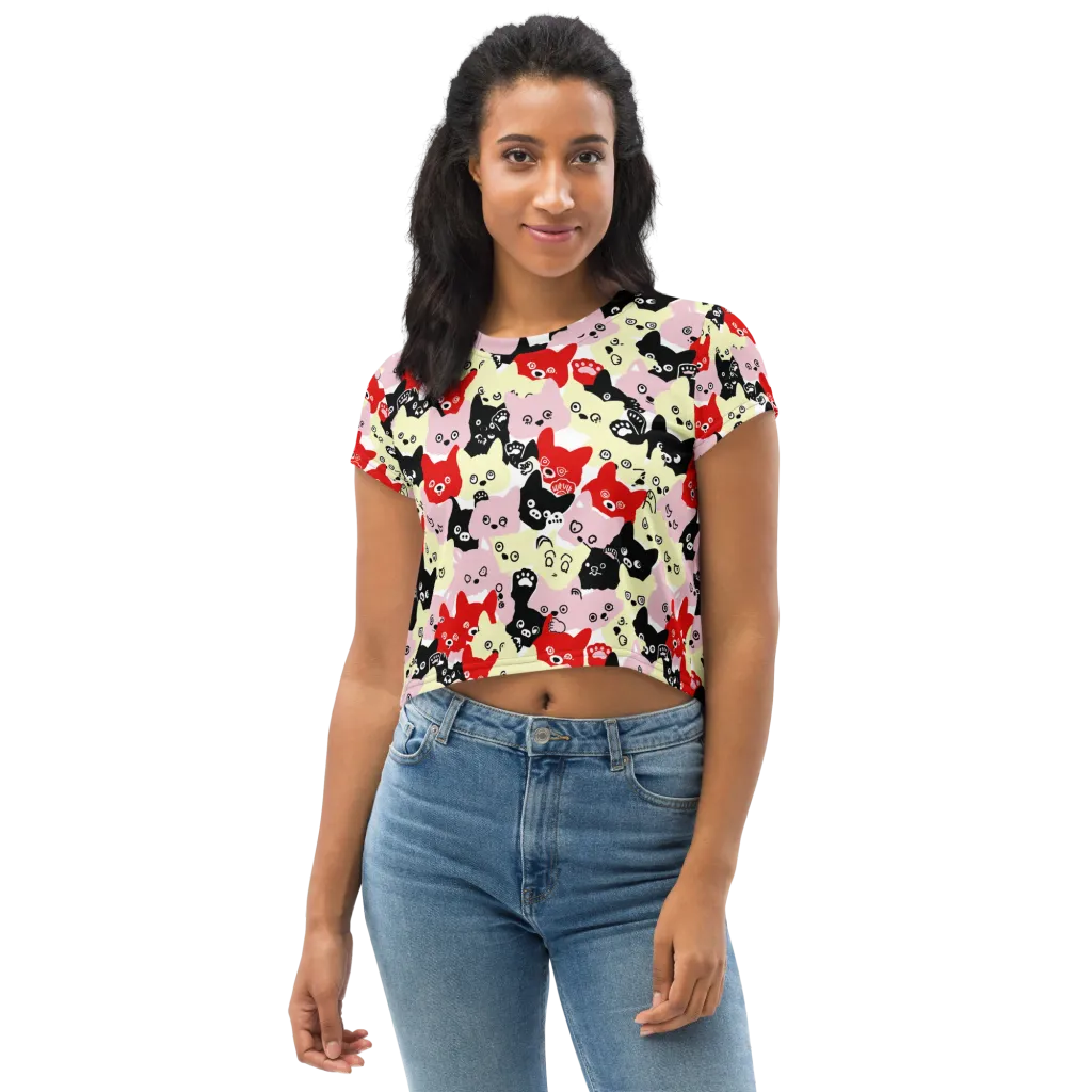 Neon Kitten Club on Crop Tee — Front