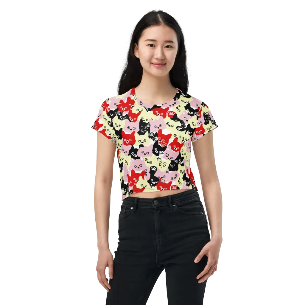 Neon Kitten Club on Crop Tee — Front