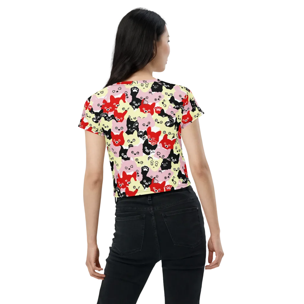 Neon Kitten Club on Crop Tee — Back