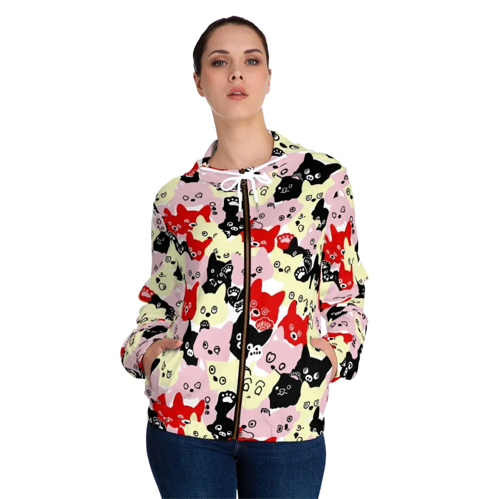 Neon Kitten Club on Women's Full-Zip Hoodie — Front On Person