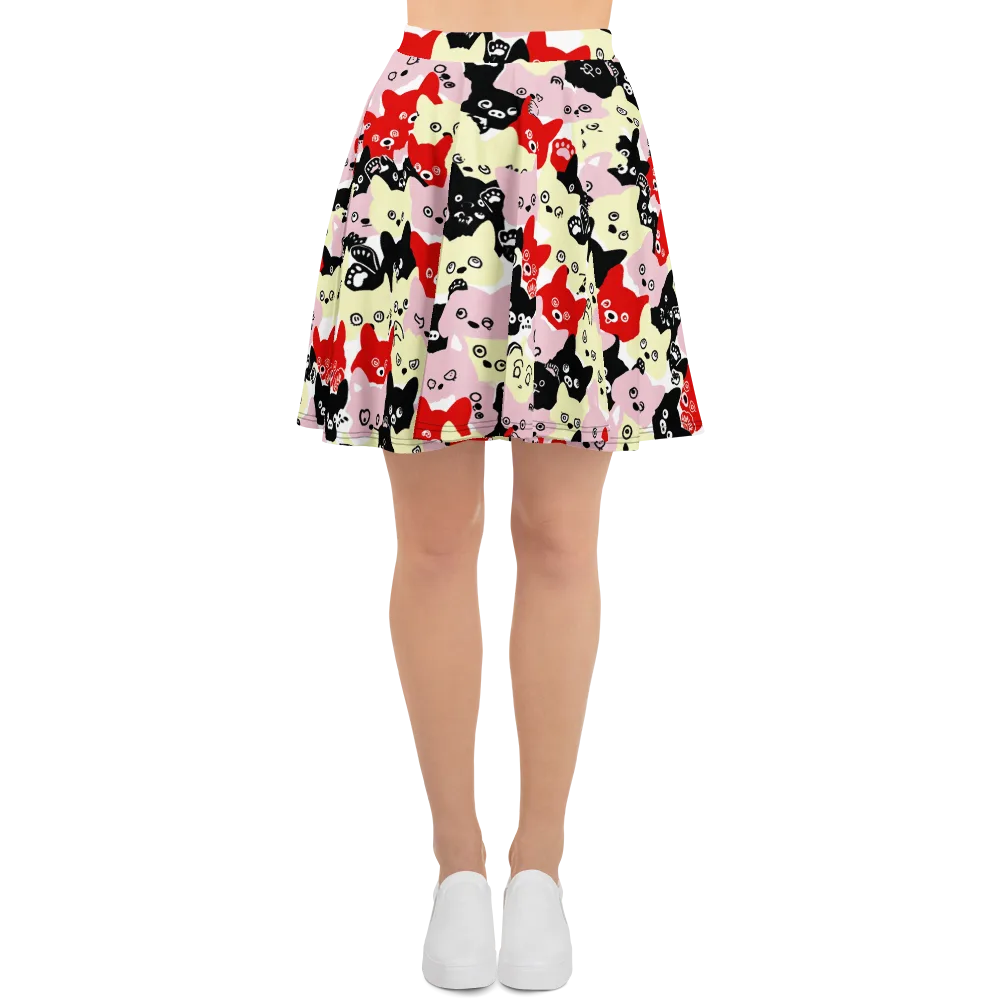 Neon Kitten Club on Skater Skirt — Front
