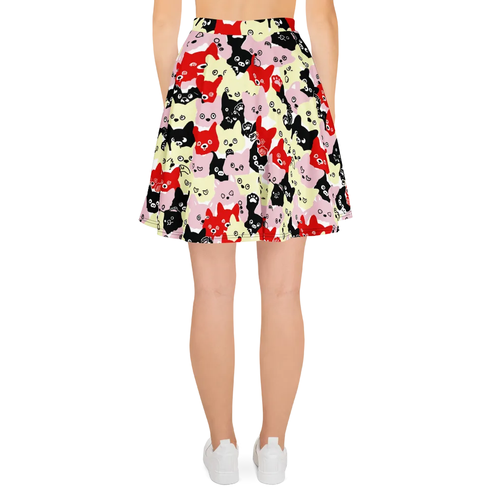 Neon Kitten Club on Skater Skirt — Back