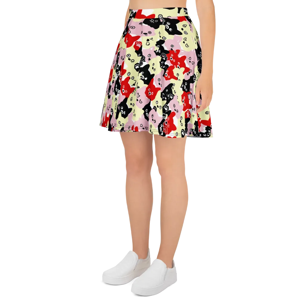 Neon Kitten Club on Skater Skirt — Left