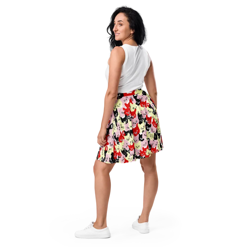 Neon Kitten Club on Skater Skirt — Back
