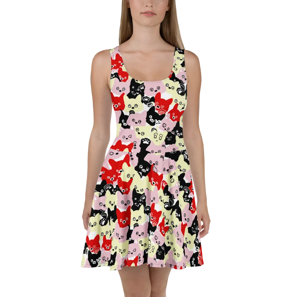 Neon Kitten Club on Skater Dress — Front