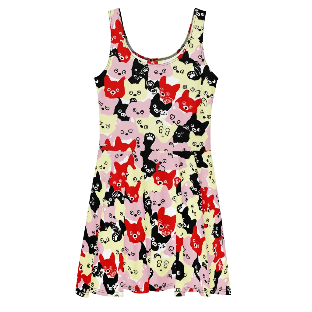 Neon Kitten Club on Skater Dress — Front