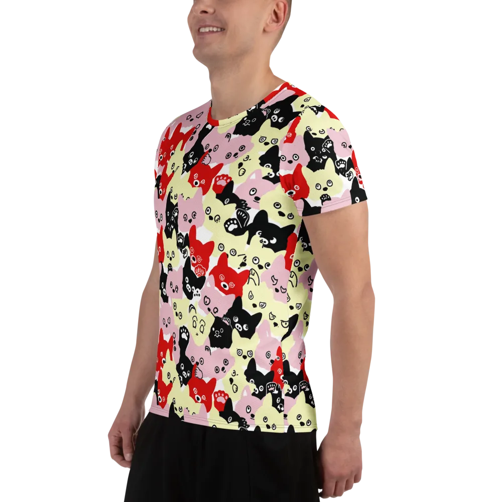 Neon Kitten Club on Men's Athletic T-Shirt — Left